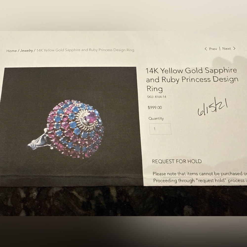 Elegant Pink and Blue Gemstone Ring
Original Price $999 - Picture 3 of 3